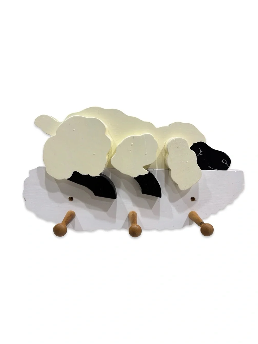 Sheep Wall Hook Rack - Cream and Black Home Wall Decor‎